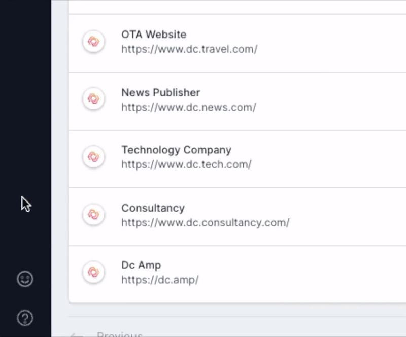 Animation of the feedback option in the bottom left corner of the Lumar platform, showing clicking on the smiling face, giving a rating and adding a comment.