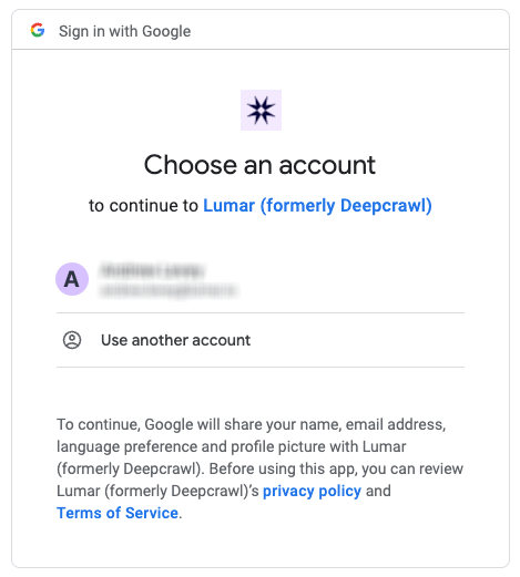 Screenshot of the Google choose account screen.