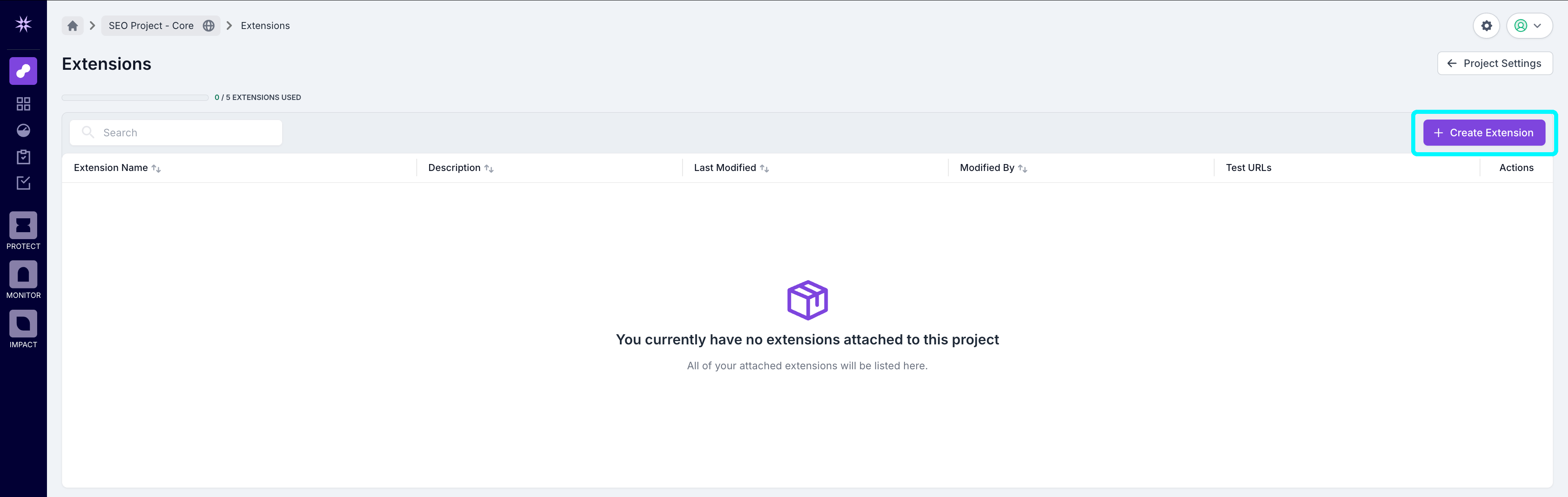 Screenshot of the custom metrics overview screen showing no custom metrics created and the create custom metric button highlighted.